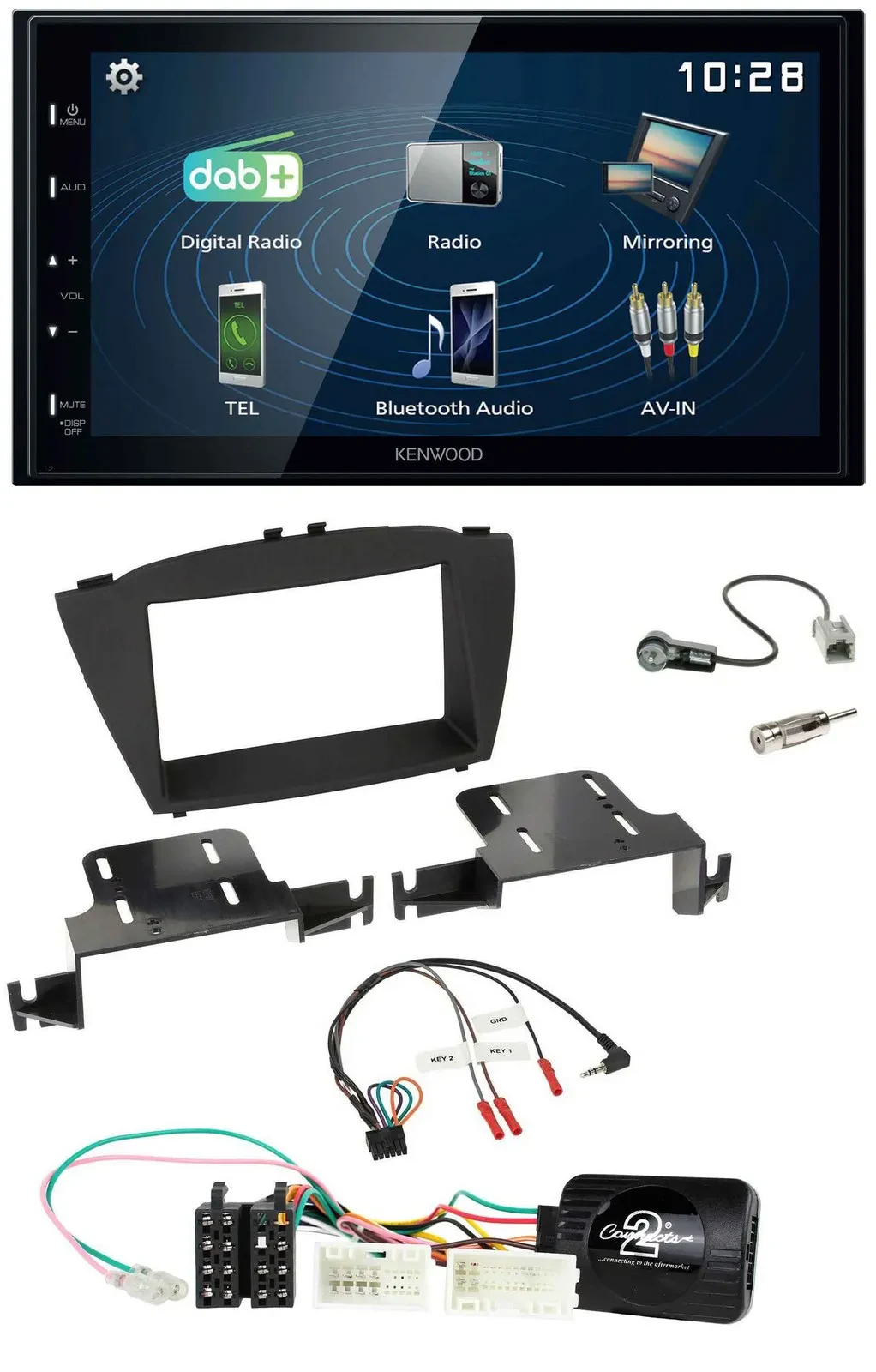 Kenwood 2DIN Bluetooth Lenkrad USB DAB Autoradio für Hyundai ix35 ab 2013 ohne S
