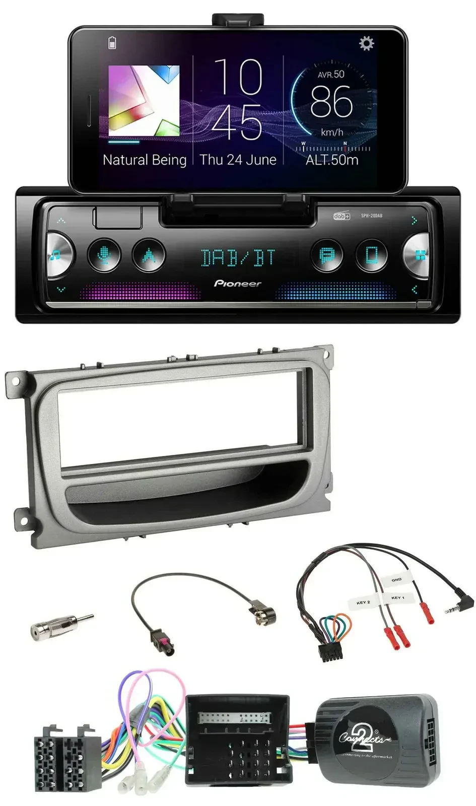 Pioneer USB Lenkrad Bluetooth DAB Autoradio für Ford Focus Galaxy C-Max Can ab 2