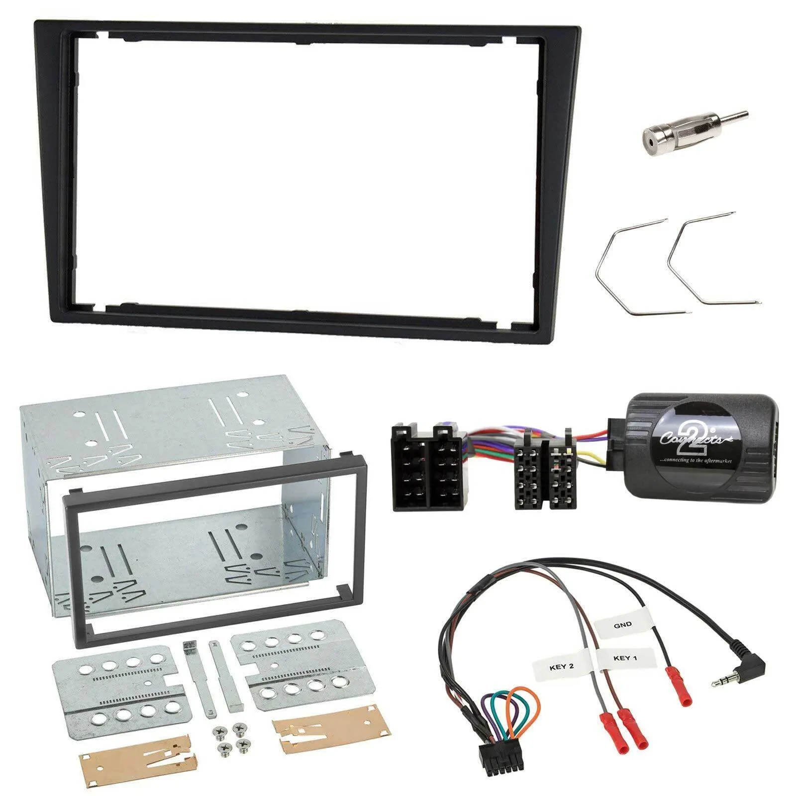 Einbauset Lenkradadapter Doppel DIN Autoradio für Opel Corsa C Vectra C charcoal
