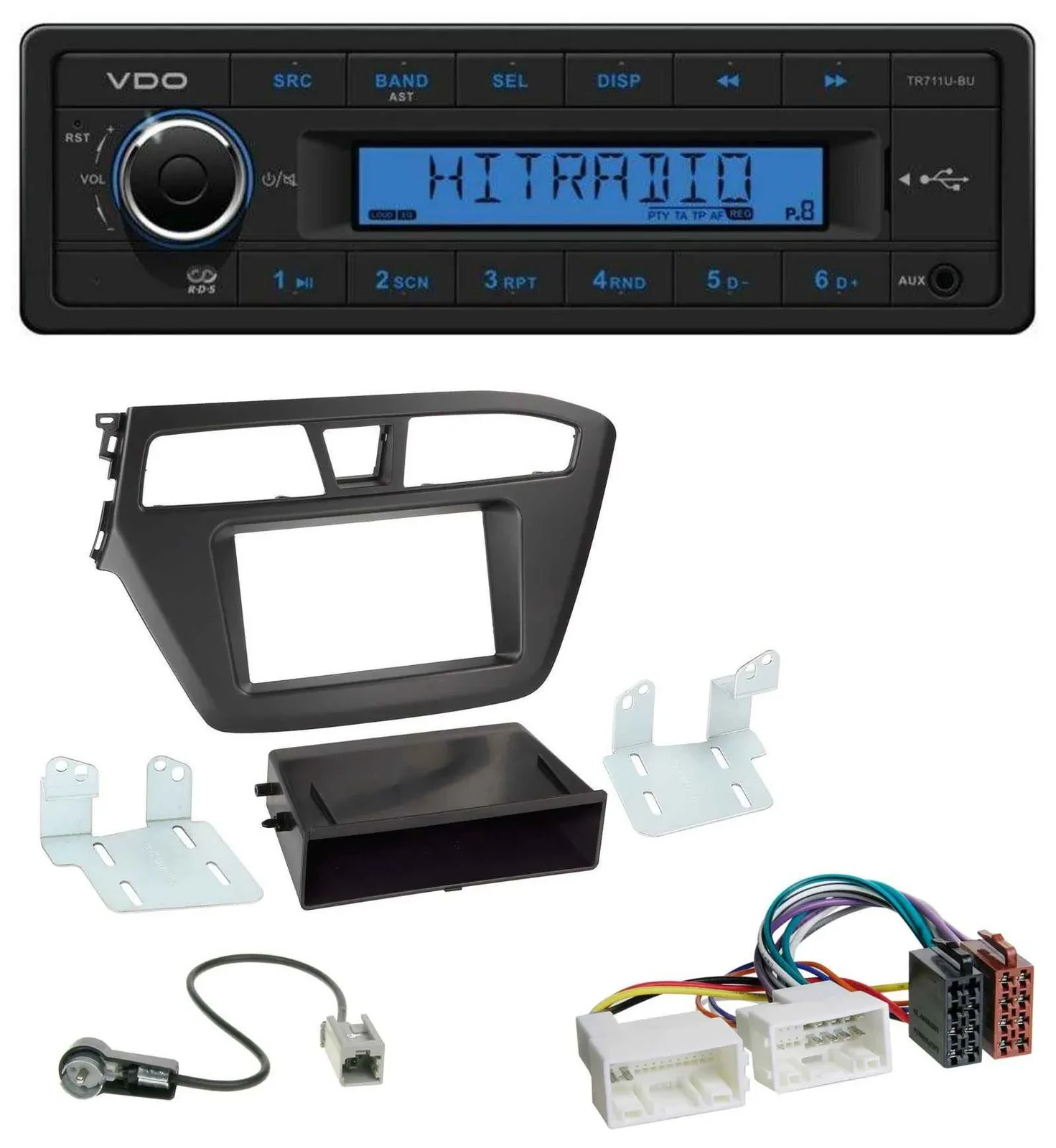 VDO AUX 1DIN MP3 USB Autoradio für Hyundai i20 (2014-2020)