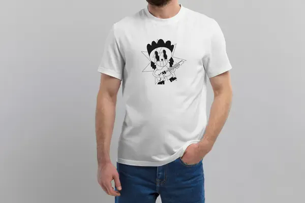 Футболка Popmerch MWL21 "Skeleton Musician" белая, мужская, размер L