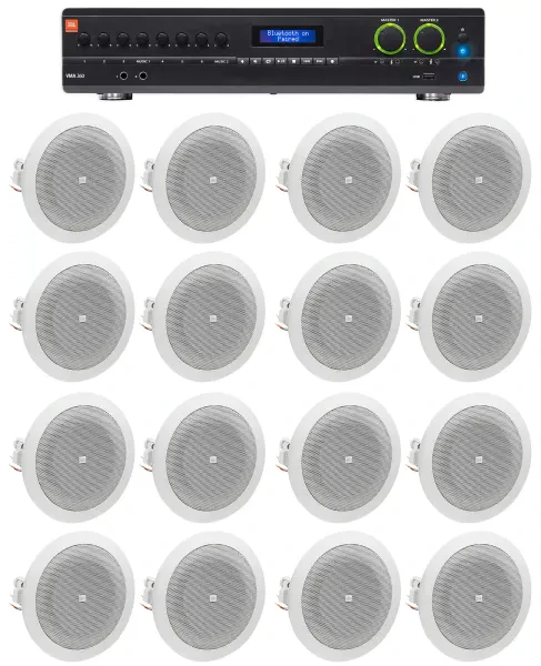 Потолочная акустика JBL 8124 White с усилителем (16 штук)