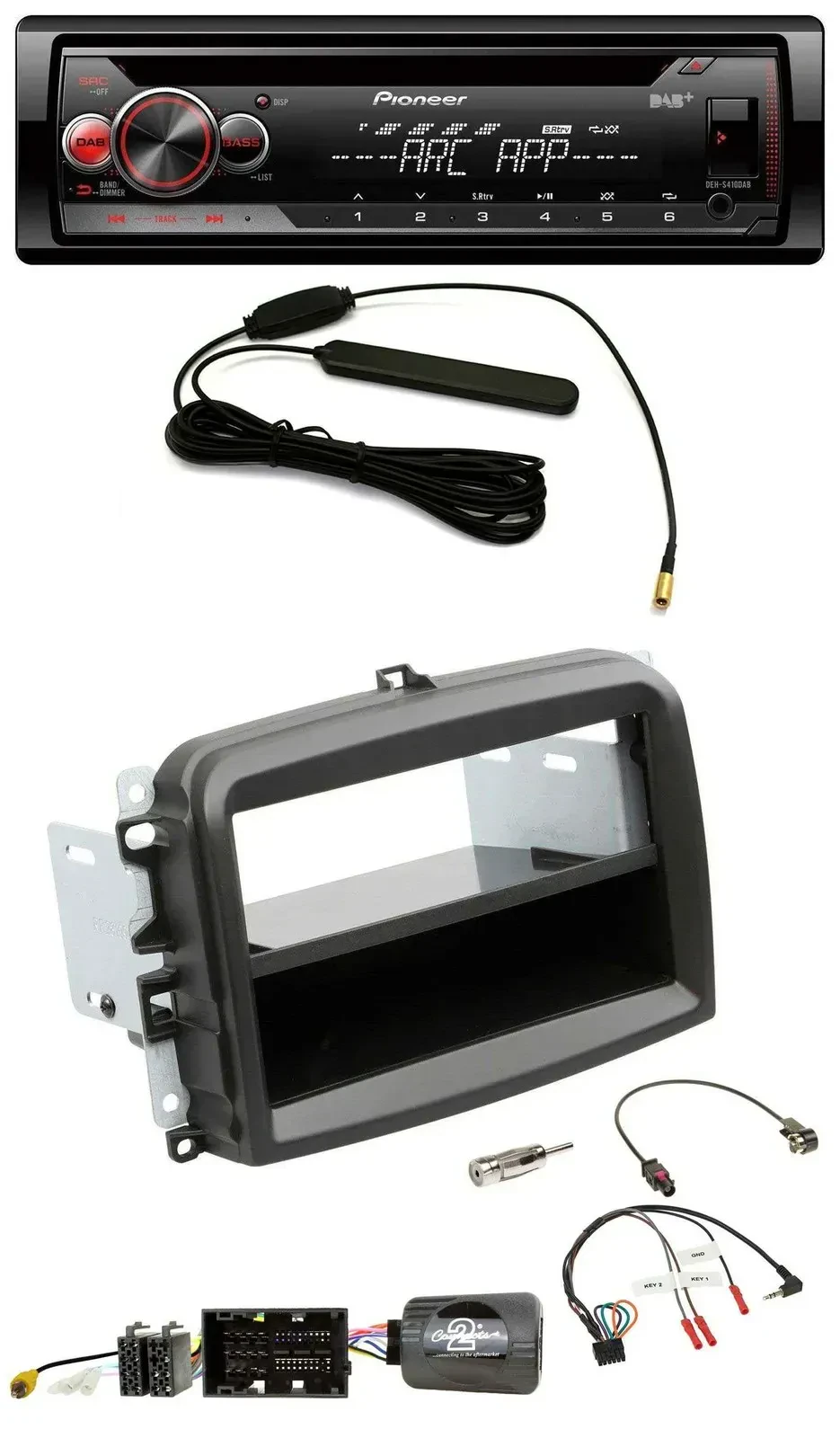 Автомагнитола для Fiat 500L (с 2012) Pioneer CD/USB/DAB/MP3, совместима с кнопками на руле