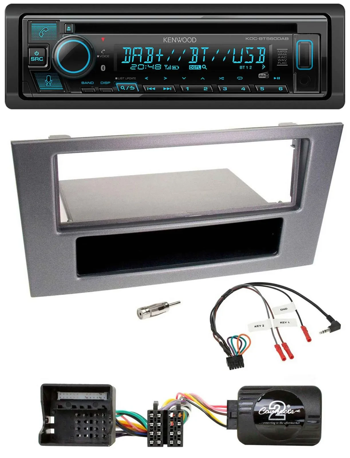 Автомагнитола Kenwood Bluetooth, DAB, CD, USB, для Ford Mondeo 2004–2007, антрацит, с поддержкой управления на руле