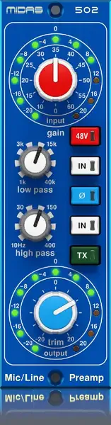 Модуль для студийного синтезатора MIDAS MICROPHONE PREAMPLIFIER 502 V2