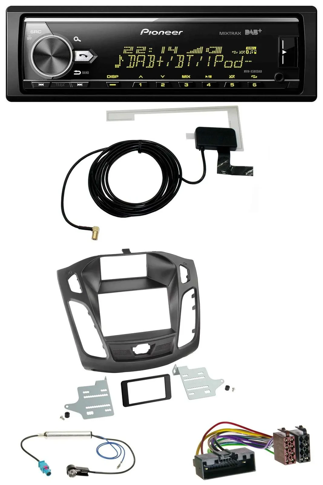 Автомагнитола для Ford Focus (DYB, 2011–2014) Pioneer Bluetooth, DAB, USB, MP3