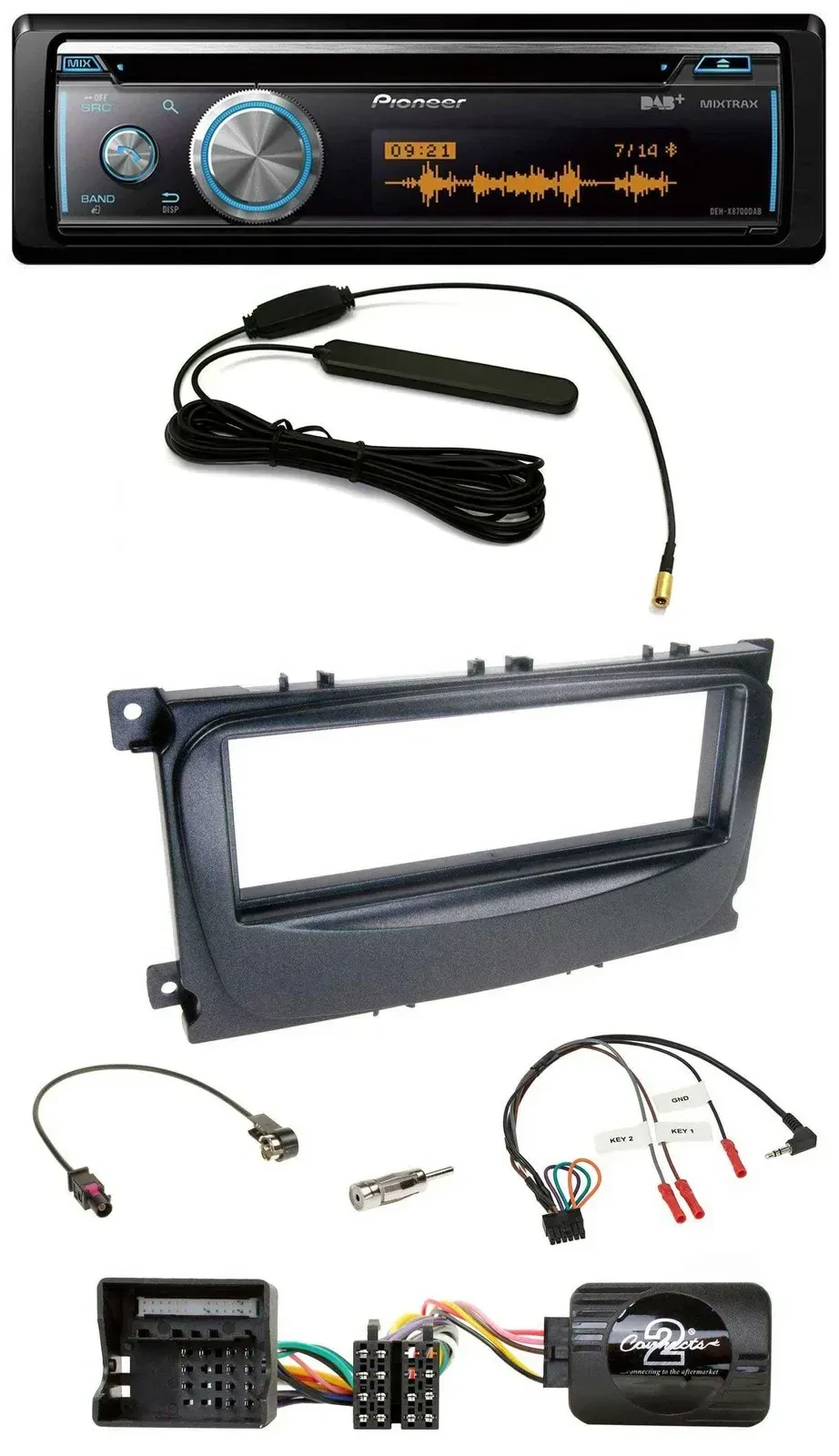 Автомагнитола для Ford S-Max/Mondeo 2007–2014 Pioneer CD, USB, Bluetooth, DAB, черный