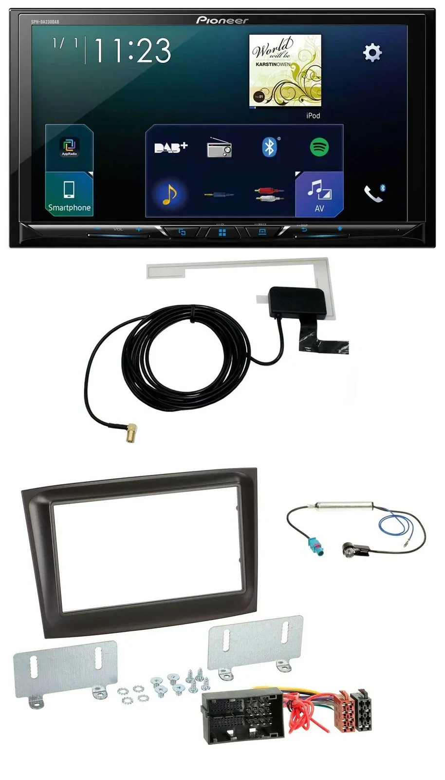 Автомагнитола для Fiat Doblo Pioneer 2DIN DAB USB MP3 Bluetooth черный