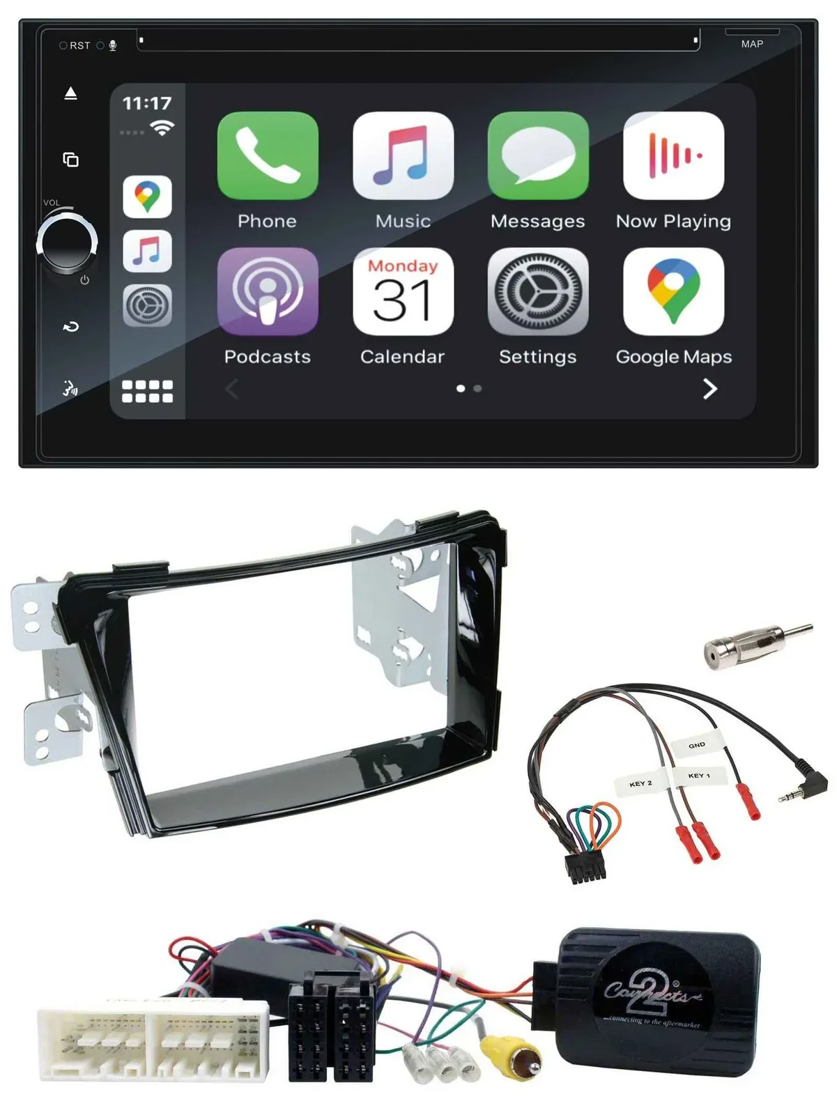 Blaupunkt DAB Lenkrad TMC Bluetooth USB 2DIN Navigation für Hyundai i40 ab 16 VF