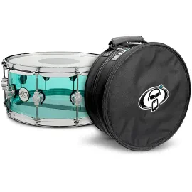 Малый барабан DW Design Series Acrylic 14"x6.5", Sea Glass, хромированная фурнитура, с кейсом Protection Racket