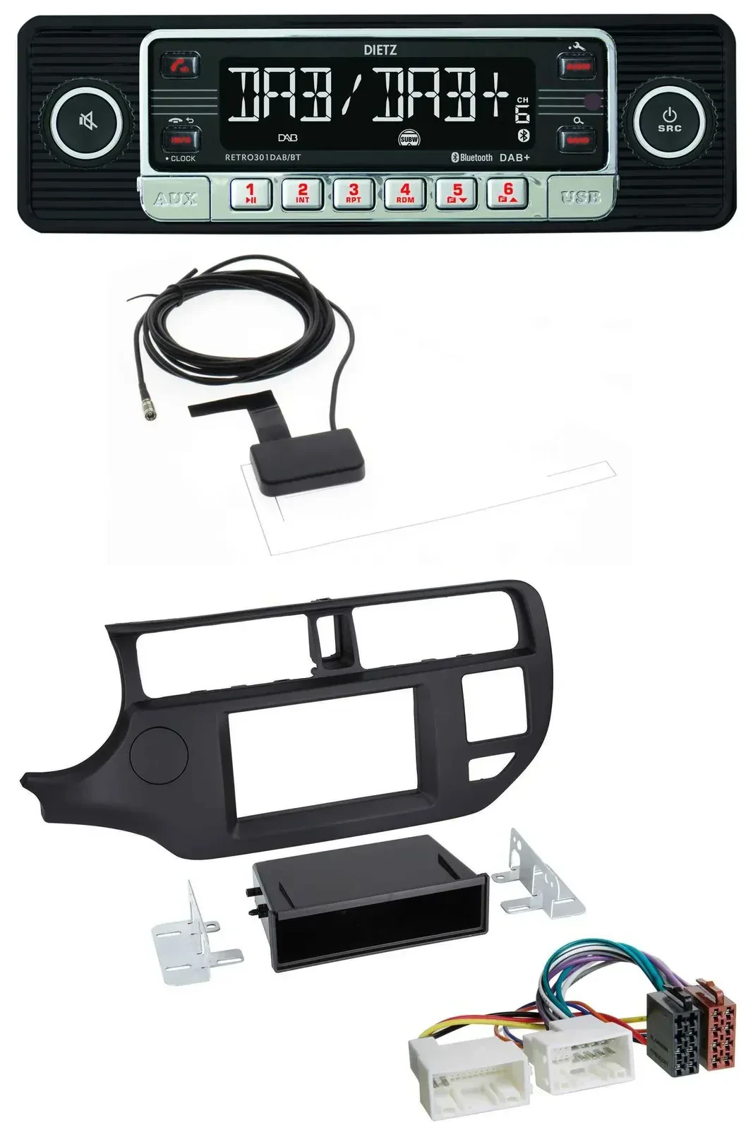Автомагнитола для Kia Rio (UB 2011–2014) Dietz DAB, Bluetooth, USB, MP3, черная
