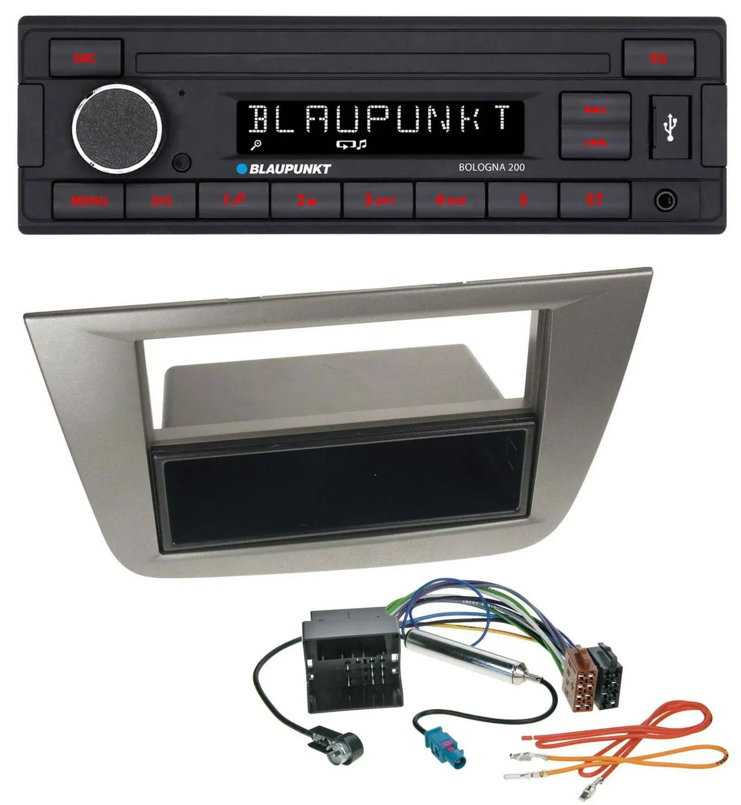 Blaupunkt MP3 AUX USB 1DIN Autoradio für Seat Altea Toledo ab 05 Anthrazit-metal