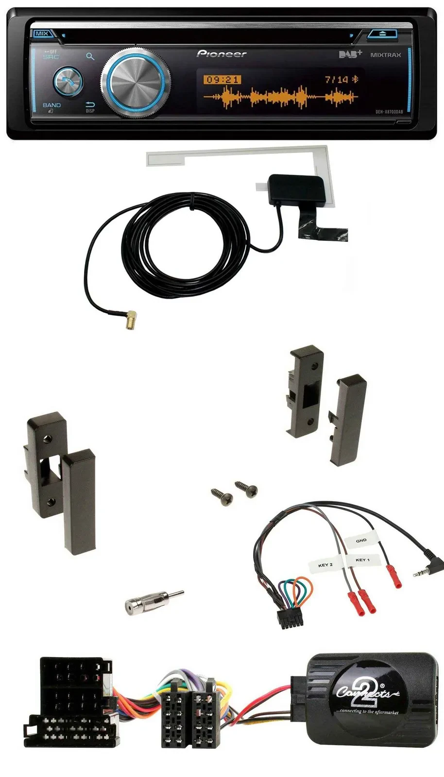 Автомагнитола Pioneer Bluetooth DAB USB CD для Audi A3 8L (1996–2000) с поддержкой кнопок на руле