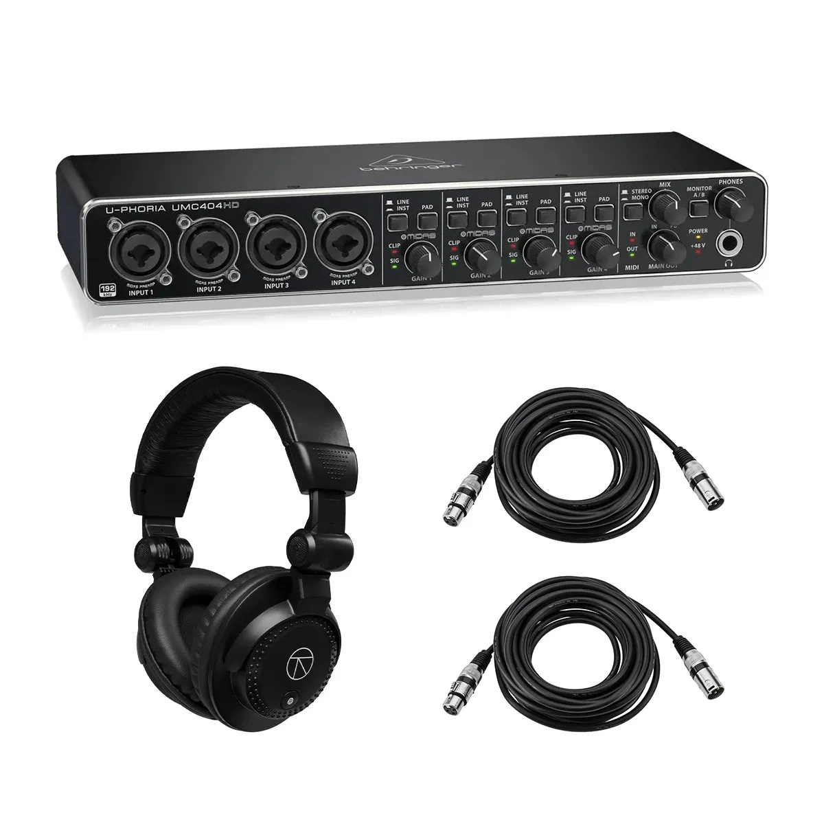 Behringer U-PHORIA UMC404HD 4x4 USB 2.0 Audio/MIDI Interface, Bundle with TAPH10