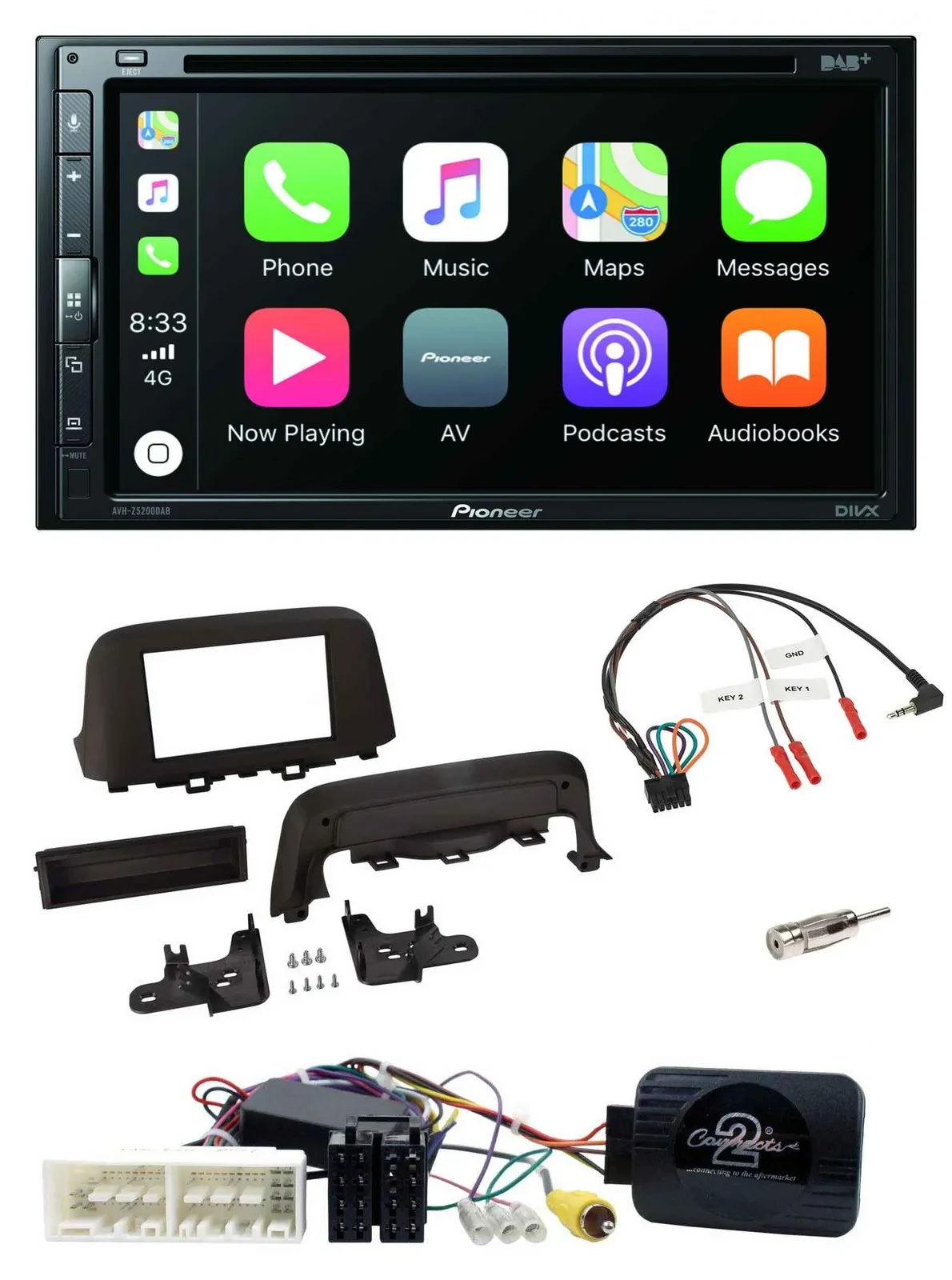 Pioneer DVD 2DIN Lenkrad DAB Bluetooth USB Autoradio für Hyundai Kona ab 2013