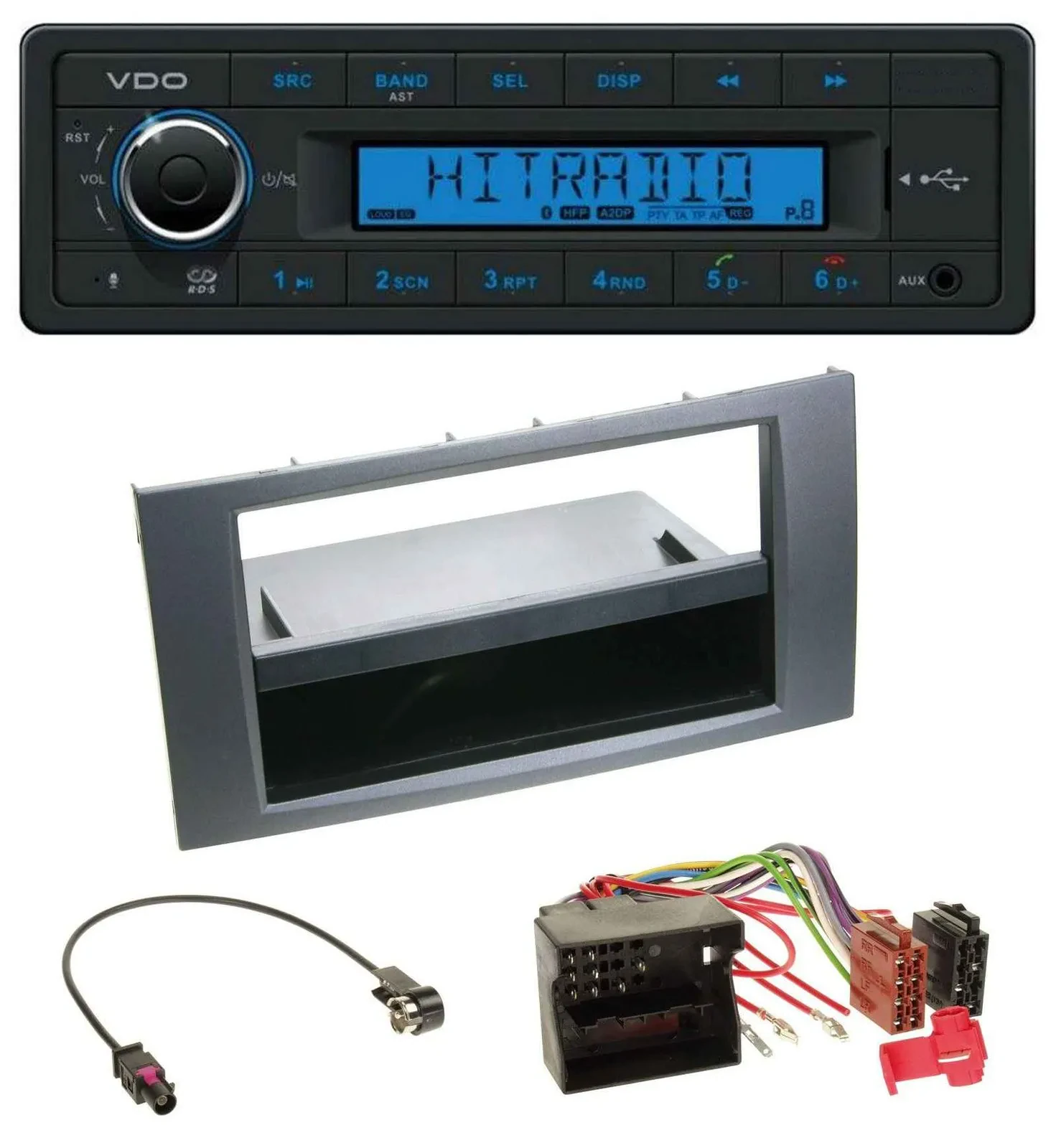 VDO AUX Bluetooth USB MP3 Autoradio für Ford Fiesta Focus 04-08 anthrazit