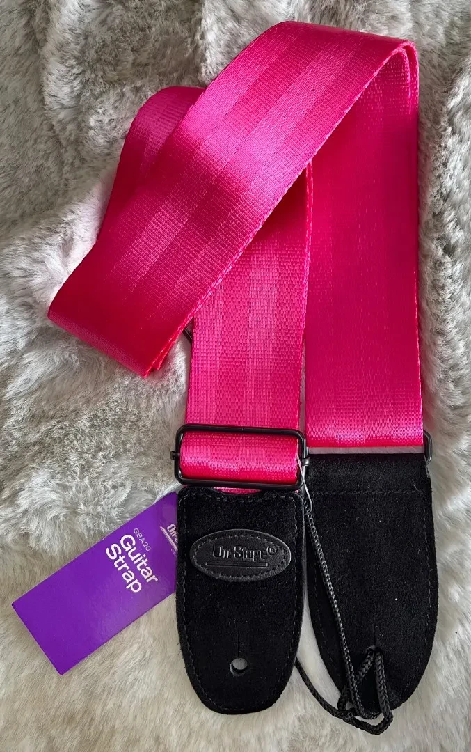 Ремень для гитары On Stage GSA20PK розовый, нейлоновый, с кожаными наконечниками
