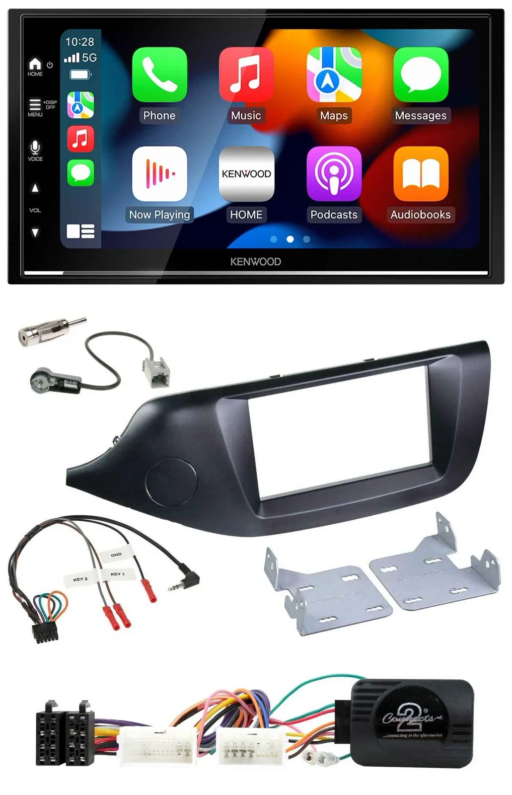 Kenwood DAB USB Bluetooth 2DIN Lenkrad Autoradio für Kia Ceed ab 2012 schwarz oh