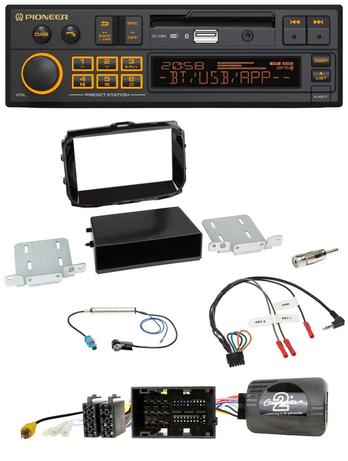 Автомагнитола для Alfa Romeo Giulietta 2013–2021 Pioneer DAB, USB, Bluetooth, черный глянец