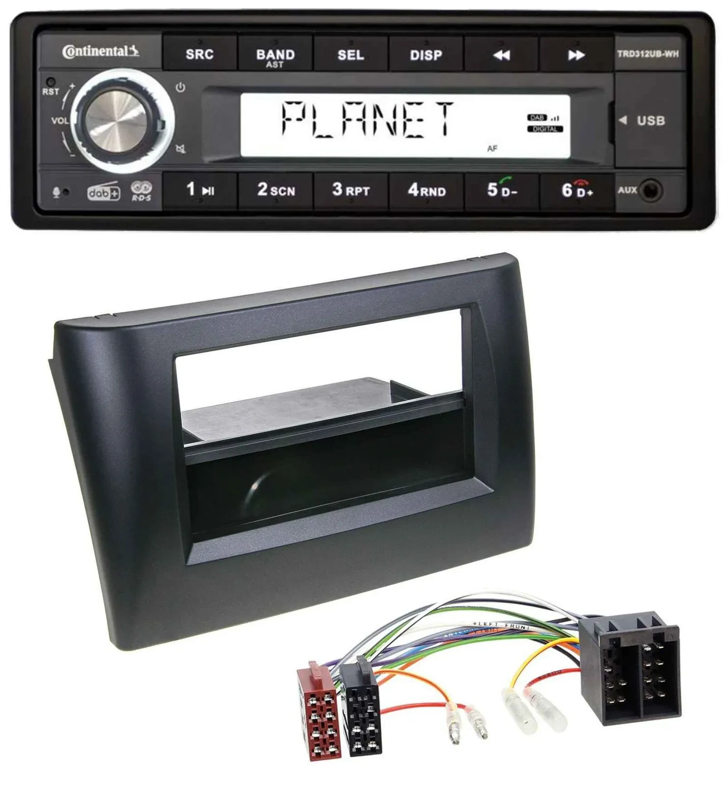 Continental USB 1DIN AUX DAB MP3 Autoradio für Fiat Stilo 192 01-08 Ablagefach