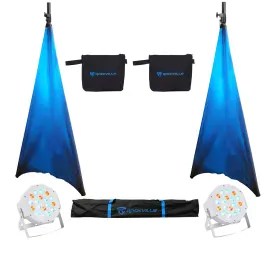 (2) Rockville Tripod DJ PA Speaker Stands+Carry Case+Scrims+(2) RGB Par Lights