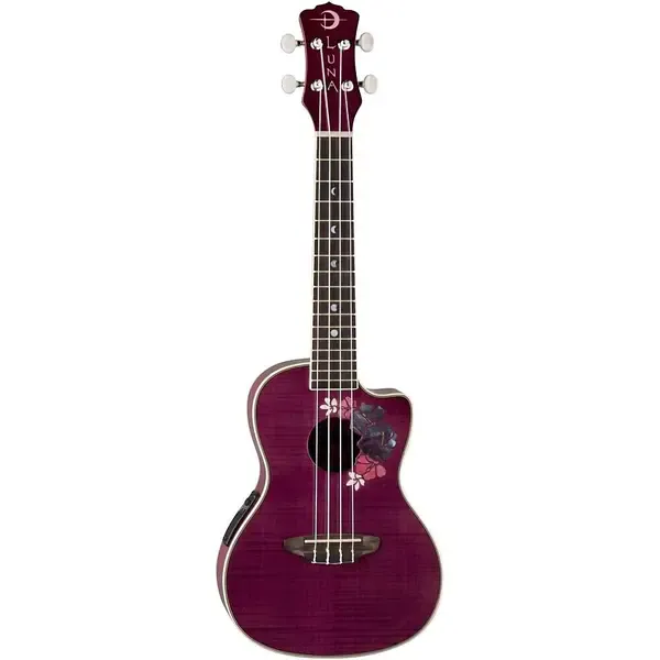 Укулеле Luna Flora Concert Ukulele Transparent Purple Flame Maple