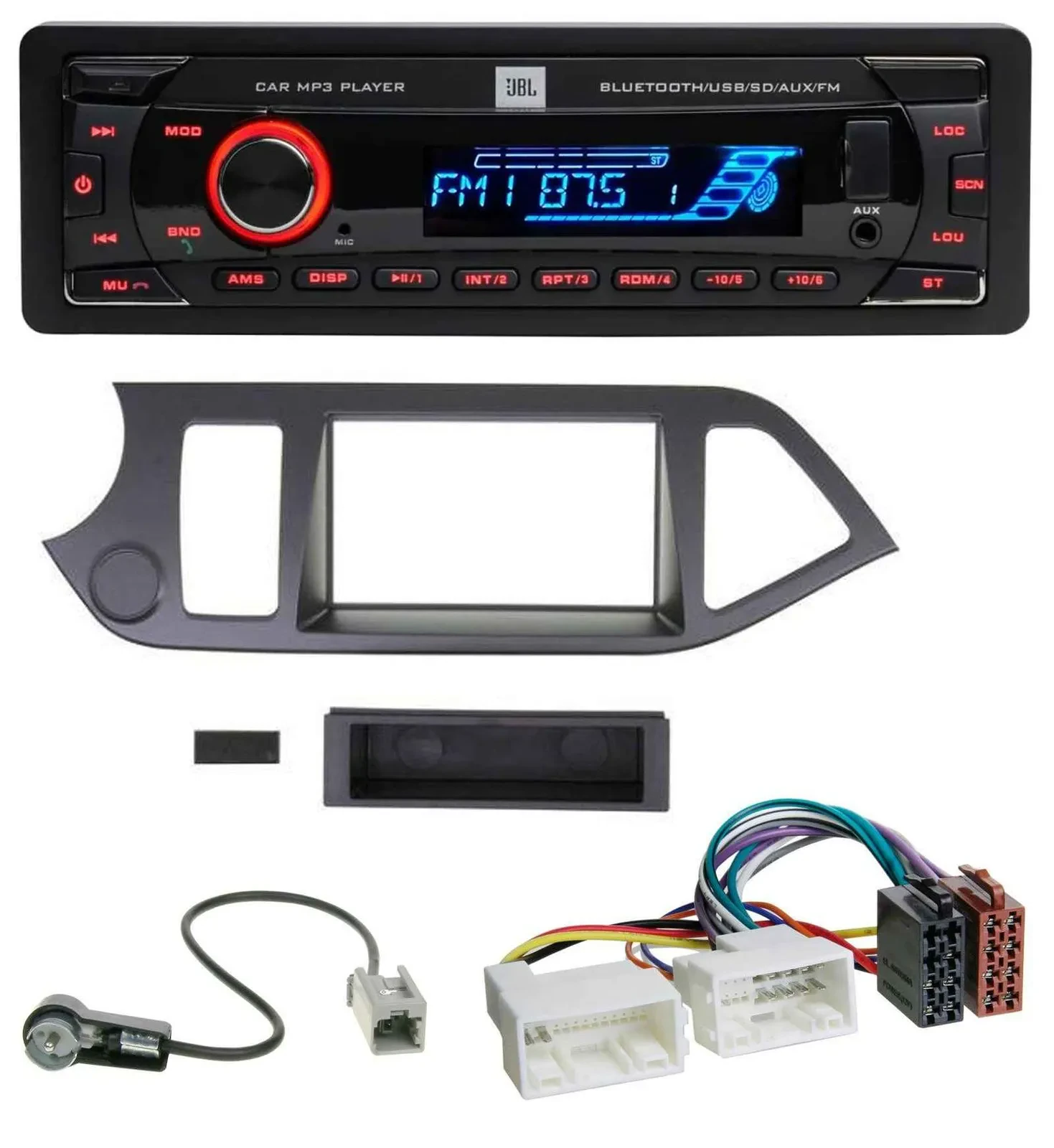 JBL AUX MP3 USB Bluetooth SD Autoradio für Kia Picanto ab 2011 ohne Start-Stop