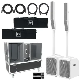 Electro-Voice Evolve50M Powered Column DJ PA Speakers Pair White w Flight Cases