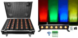 Rockville Best Strip 60 Pack Black (6) Battery Lights+Wireless DMX+Charging Case