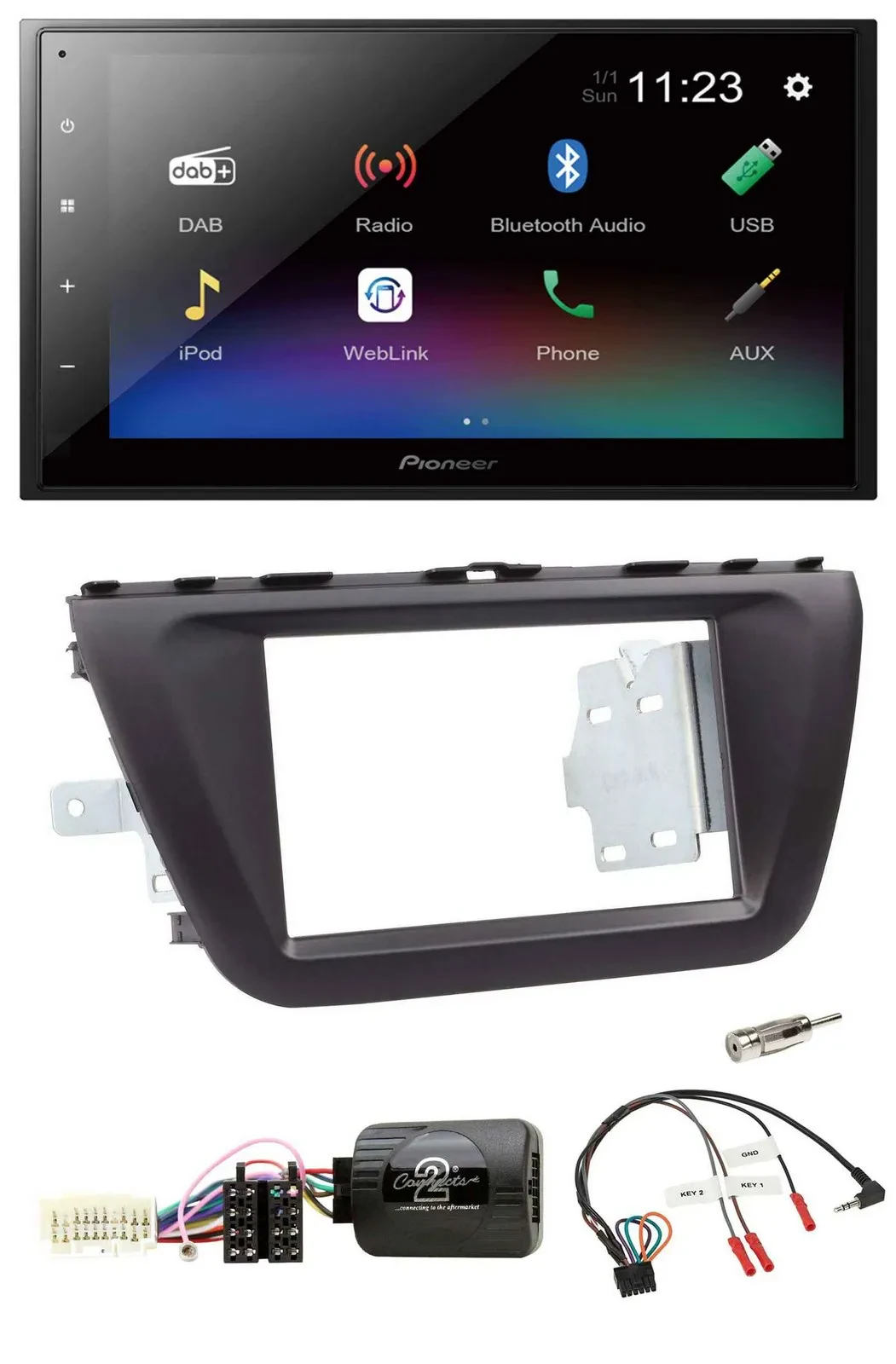 Pioneer USB Bluetooth DAB 2DIN Lenkrad Autoradio für Suzuki SX4 ab 2013