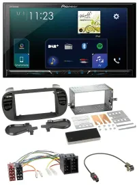 Pioneer MP3 Bluetooth USB 2DIN DAB Autoradio für Fiat 500 ISO ab 12 soft touch