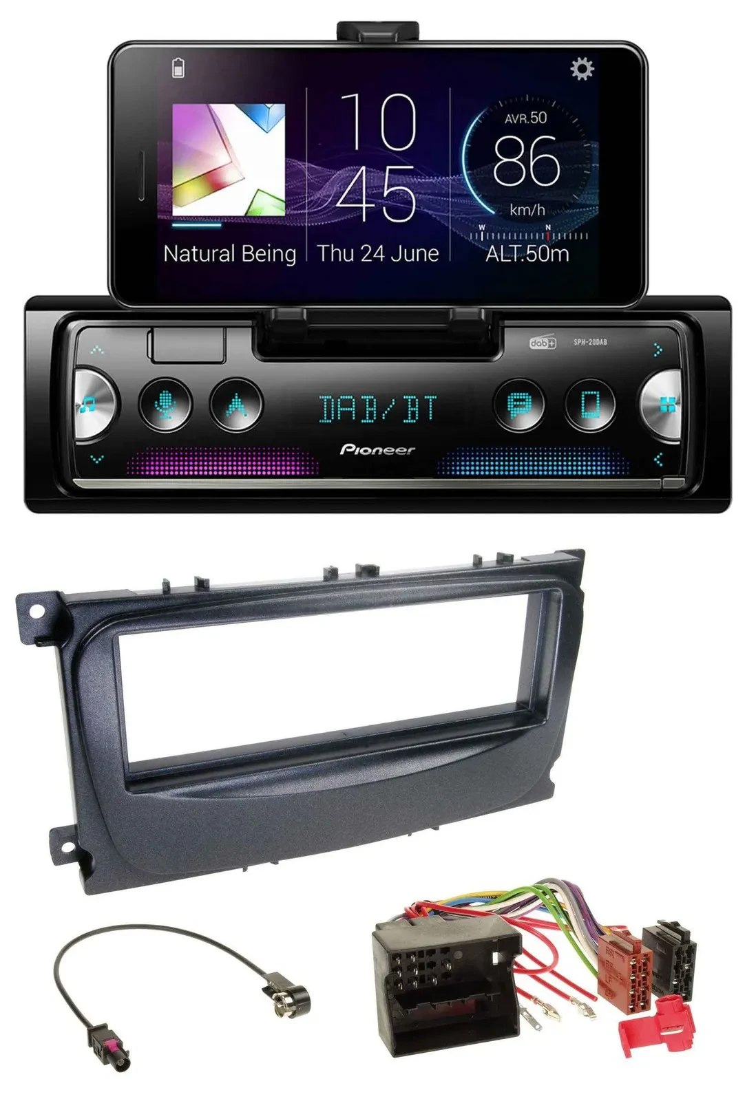 Автомагнитола Pioneer USB MP3 Bluetooth DAB для Ford Focus, C‑Max, Galaxy (с 2007), черная