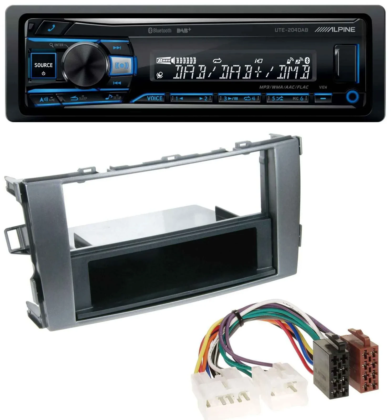 Alpine USB Bluetooth DAB MP3 Autoradio für Toyota Auris 07-12 anthrazit-grau
