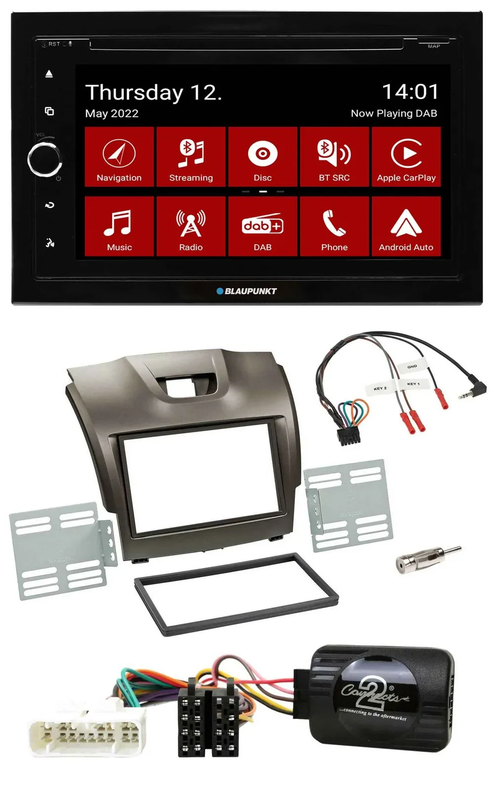 Blaupunkt 2DIN Lenkrad Bluetooth USB TMC DAB Navigation für Isuzu D-Max ab 2012