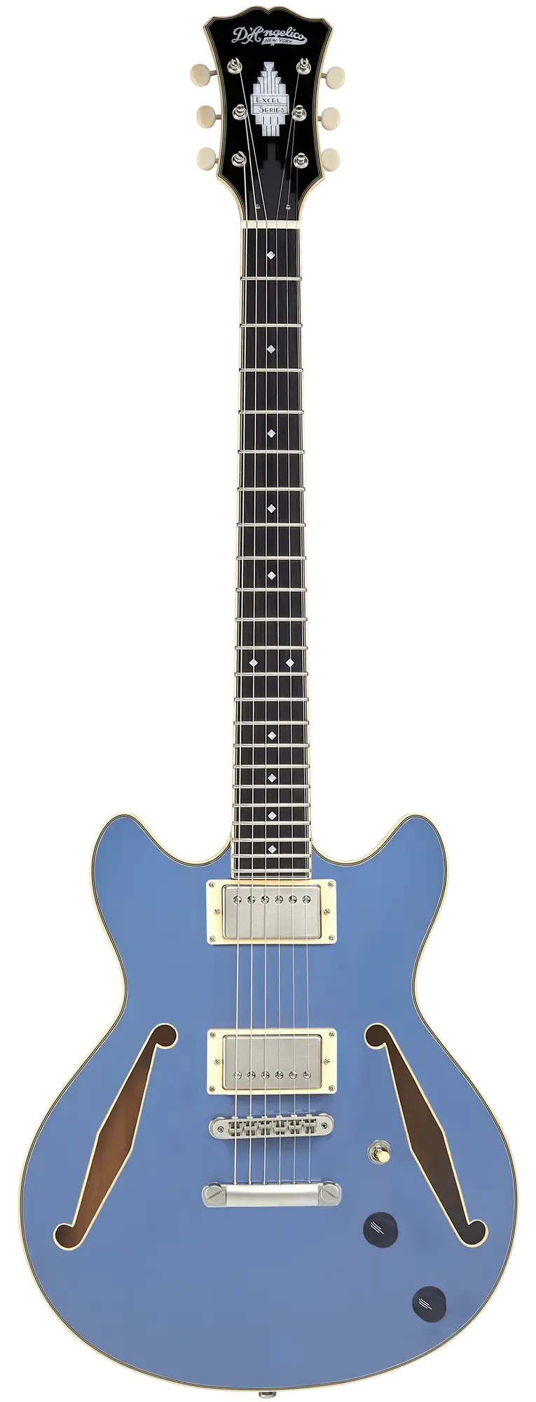 Электрогитара полуакустическая D'Angelico Excel Mini DC Tour Semi-hollowbody Slate Blue