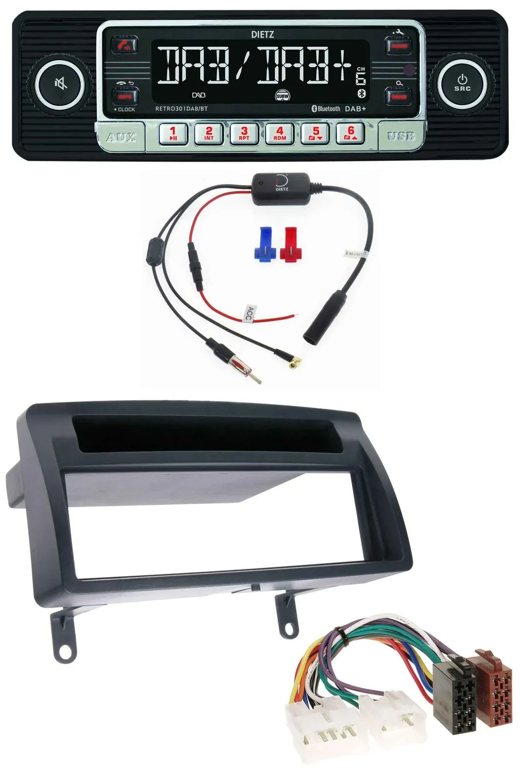 Dietz MP3 DAB Bluetooth USB Autoradio für Toyota Corolla E12 2003-2008 dunkelgra