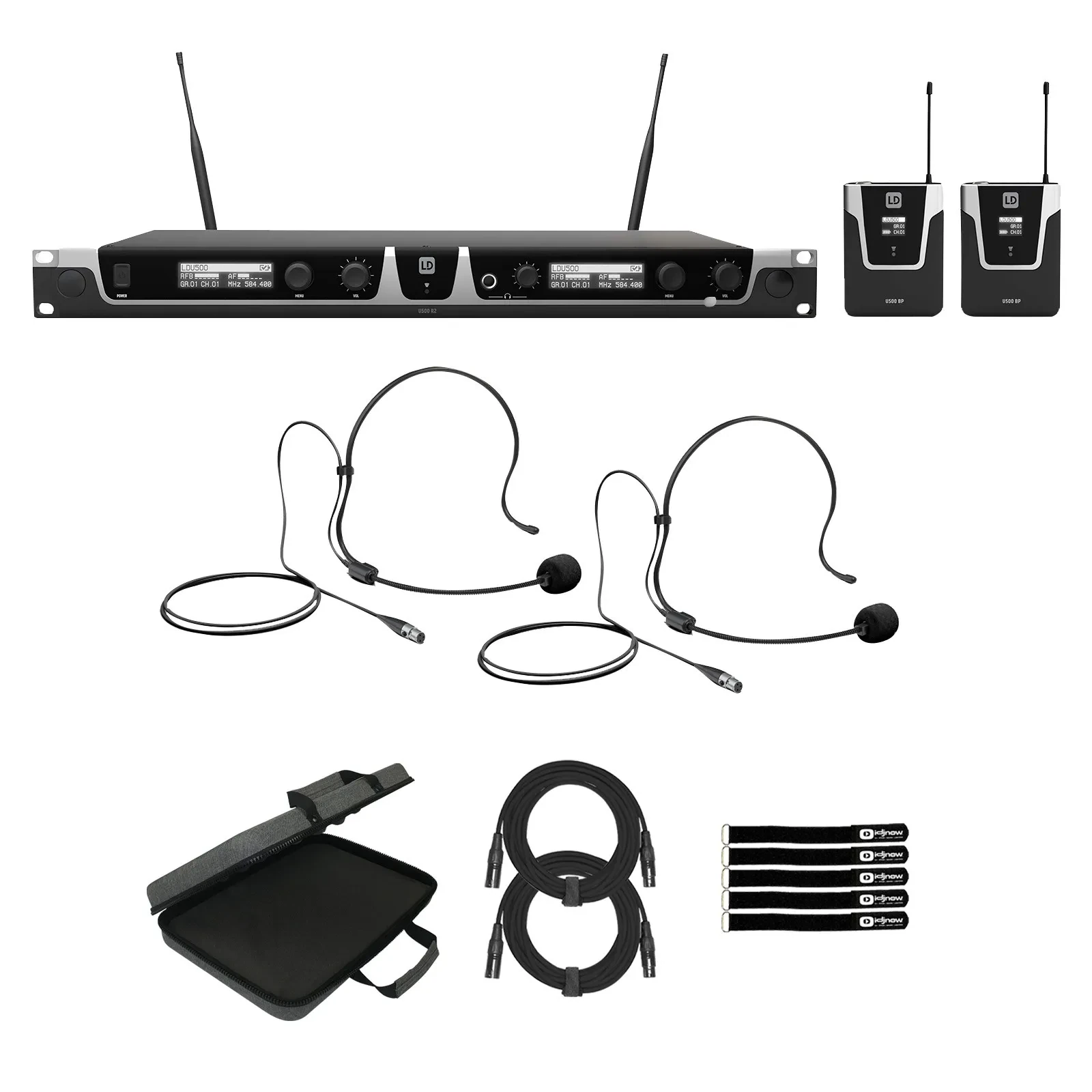 LD Systems U505.1 BPH 2 Dual Wireless Headset Mic System with Case