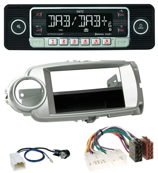 Dietz USB DAB MP3 Bluetooth Autoradio für Toyota Yaris (11-14) - silber