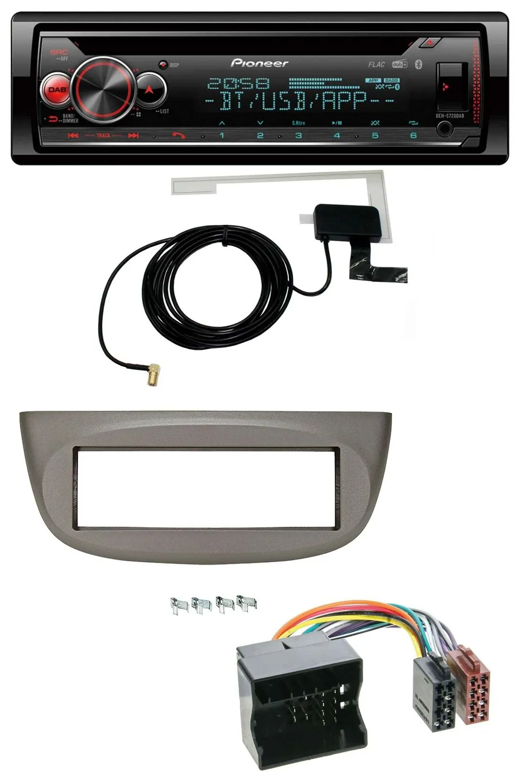 Pioneer DAB CD MP3 USB Bluetooth Autoradio für Renault Twingo 07-14 beige-grau