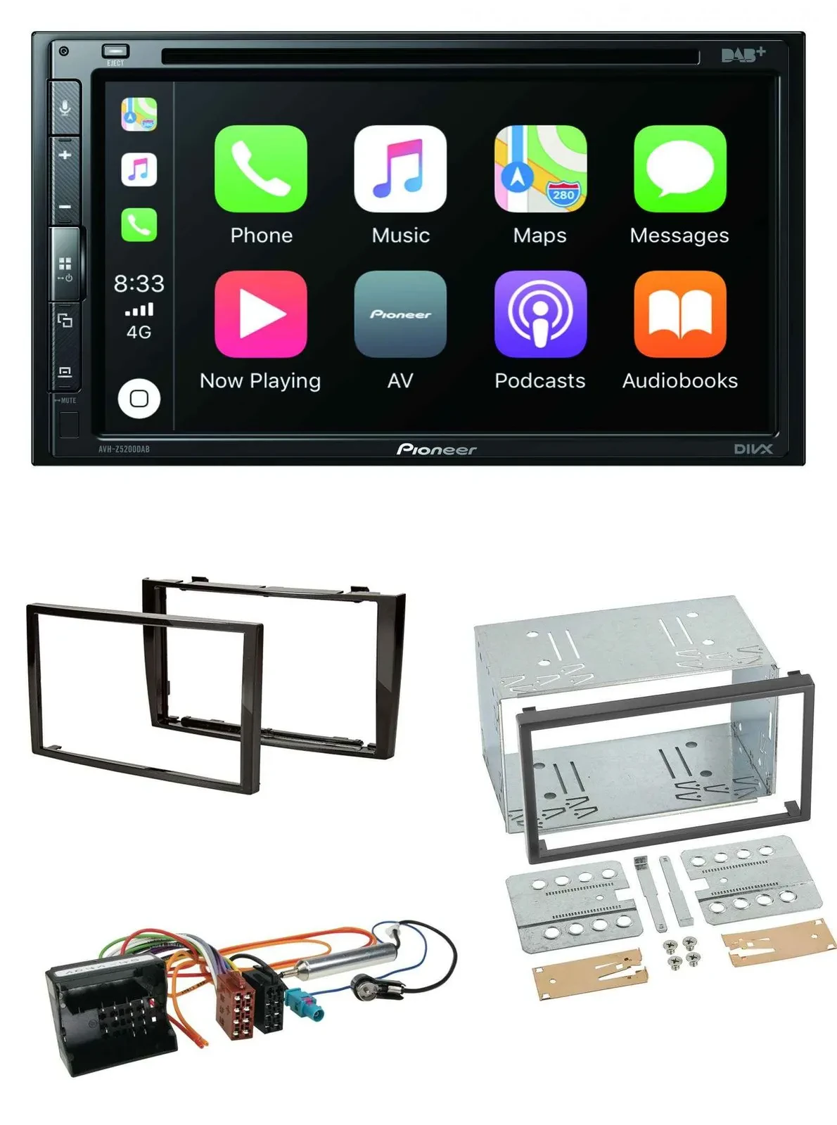 Pioneer DVD 2DIN MP3 DAB Bluetooth USB Autoradio für Peugeot 308 2007-09 schwarz