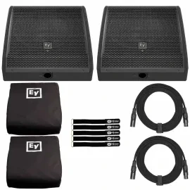 Electro-Voice PXM-12MP 12" Powered Active Black Coaxial Monitor Speakers w Co...