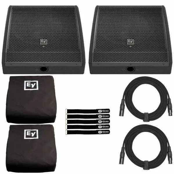 Electro-Voice PXM-12MP 12" Powered Active Black Coaxial Monitor Speakers w Co...