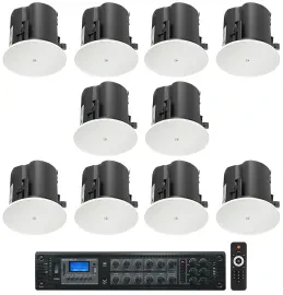 Потолочная акустика для ресторанов и баров JBL (5) Control 424C/T + RCS350-6 4", 70V (набор, 5 шт., с усилителем)