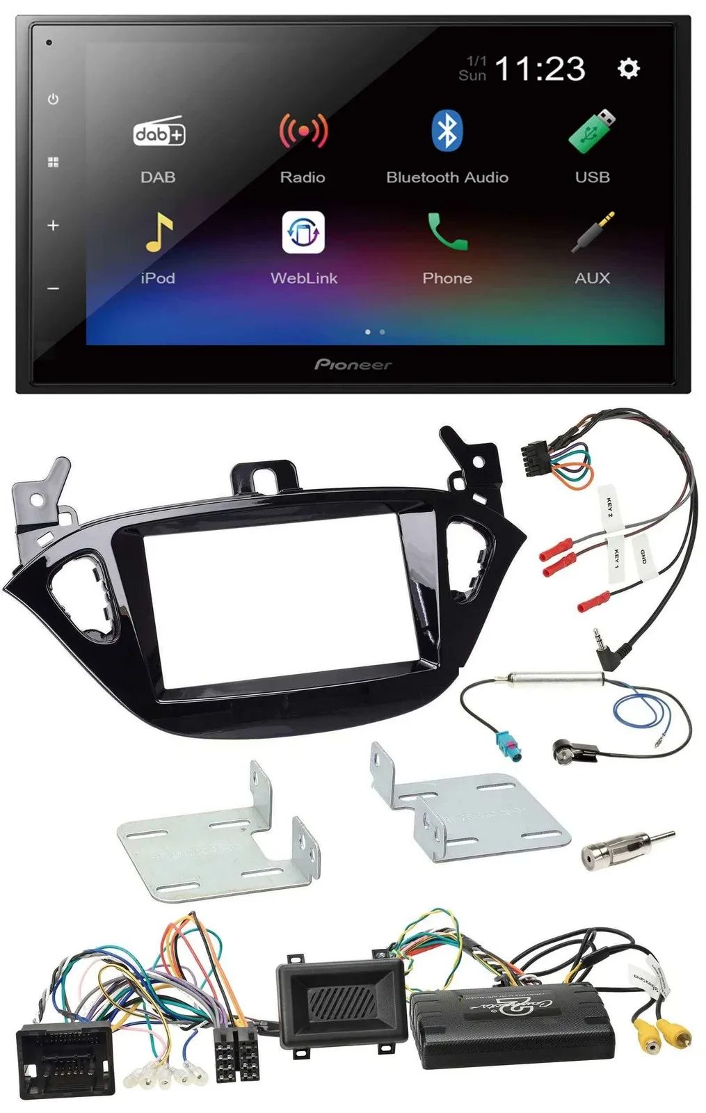 Pioneer USB Bluetooth DAB 2DIN Lenkrad Autoradio für Opel Adam Corsa E ab 2013 P