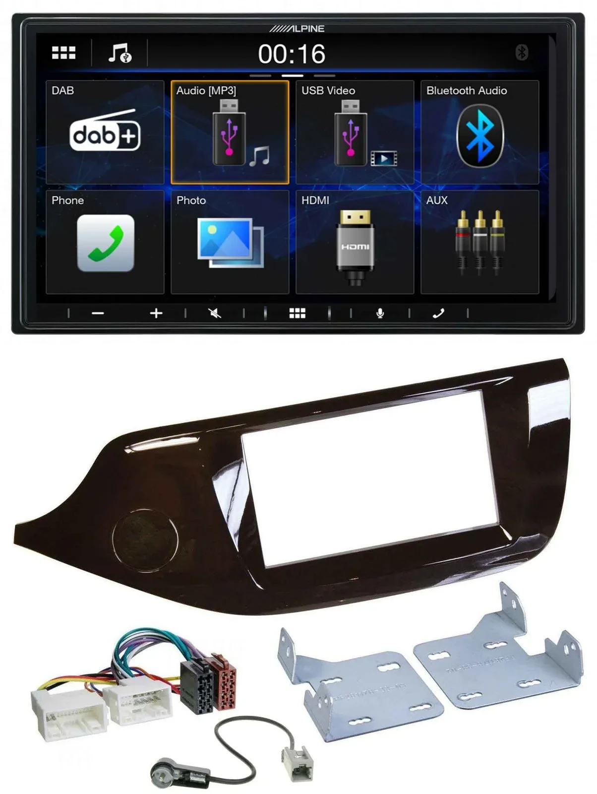Alpine Bluetooth 2DIN MP3 DAB USB Autoradio für Kia Ceed ab 12 glänzend