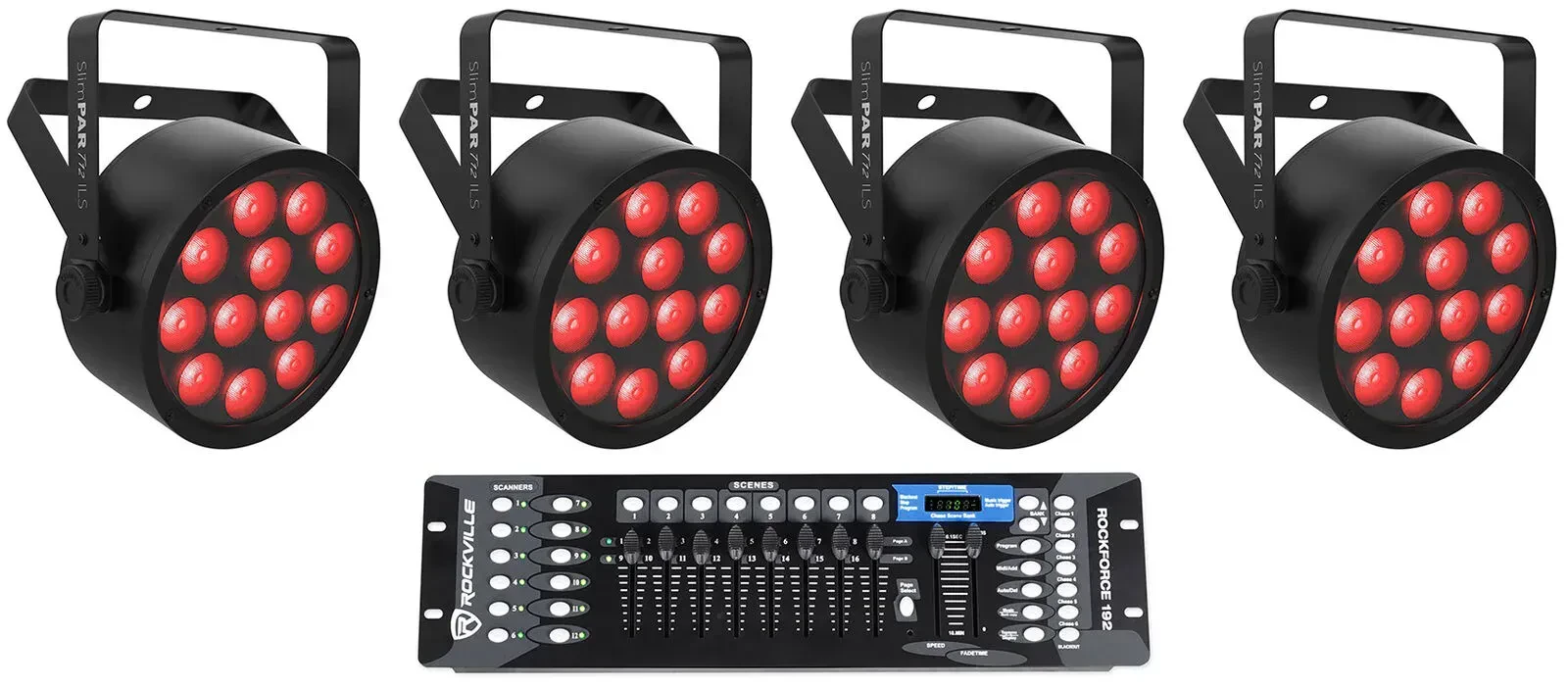 Светодиодный прибор Chauvet DJ SlimPAR T12 ILS RGB LED D-Fi USB с DMX-пультом (4 штуки)