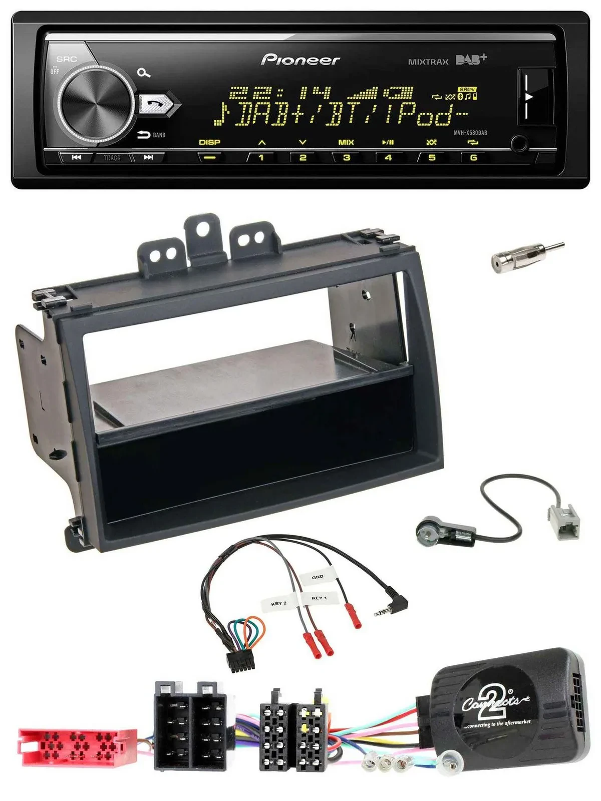 Автомагнитола Pioneer для Hyundai i20 (2009–2011) Bluetooth, USB, DAB, поддержка кнопок на руле, черный