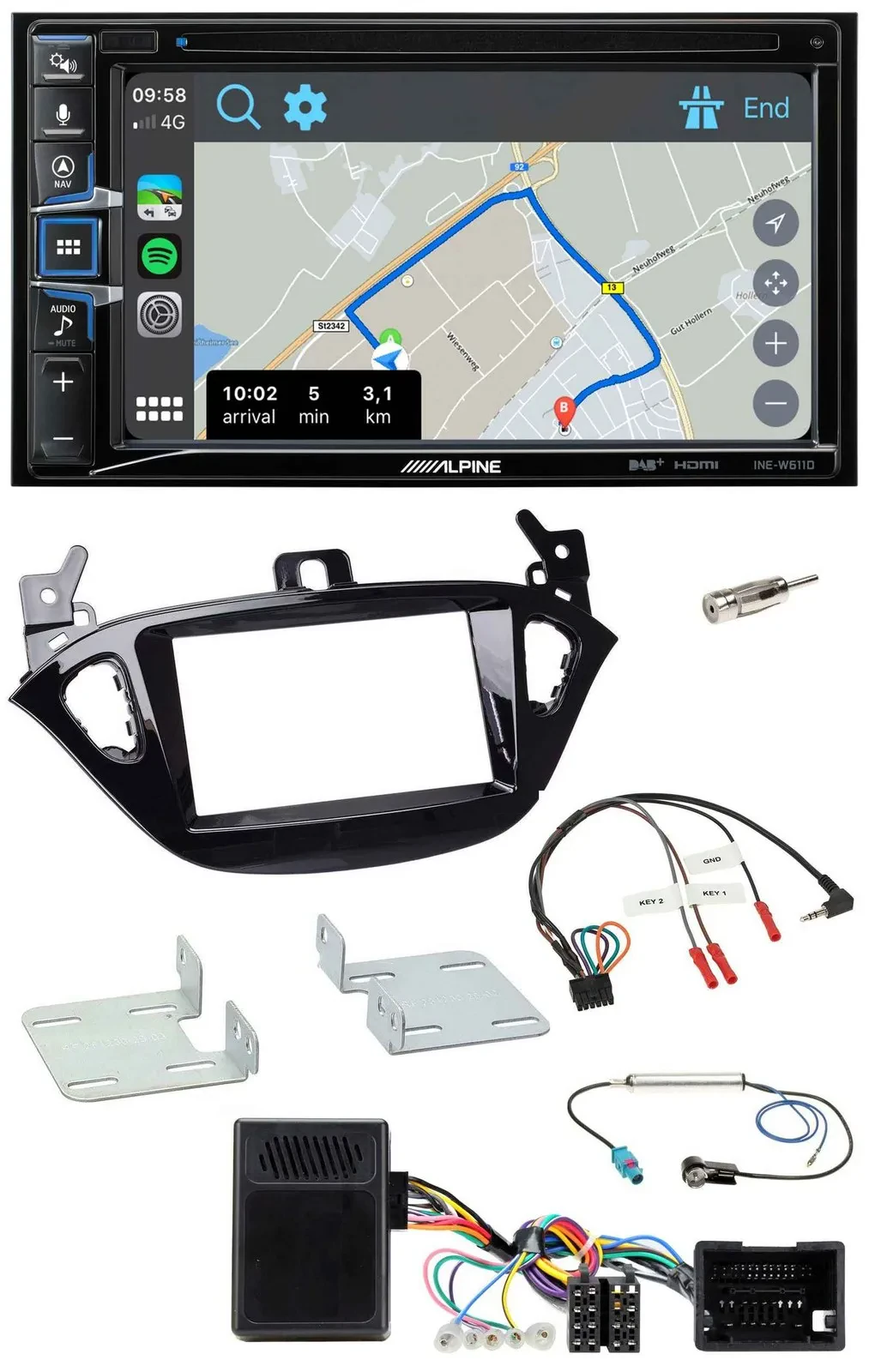Alpine DAB TMC Bluetooth 2DIN USB Lenkrad Navigation für Opel Adam ab 2013 Corsa