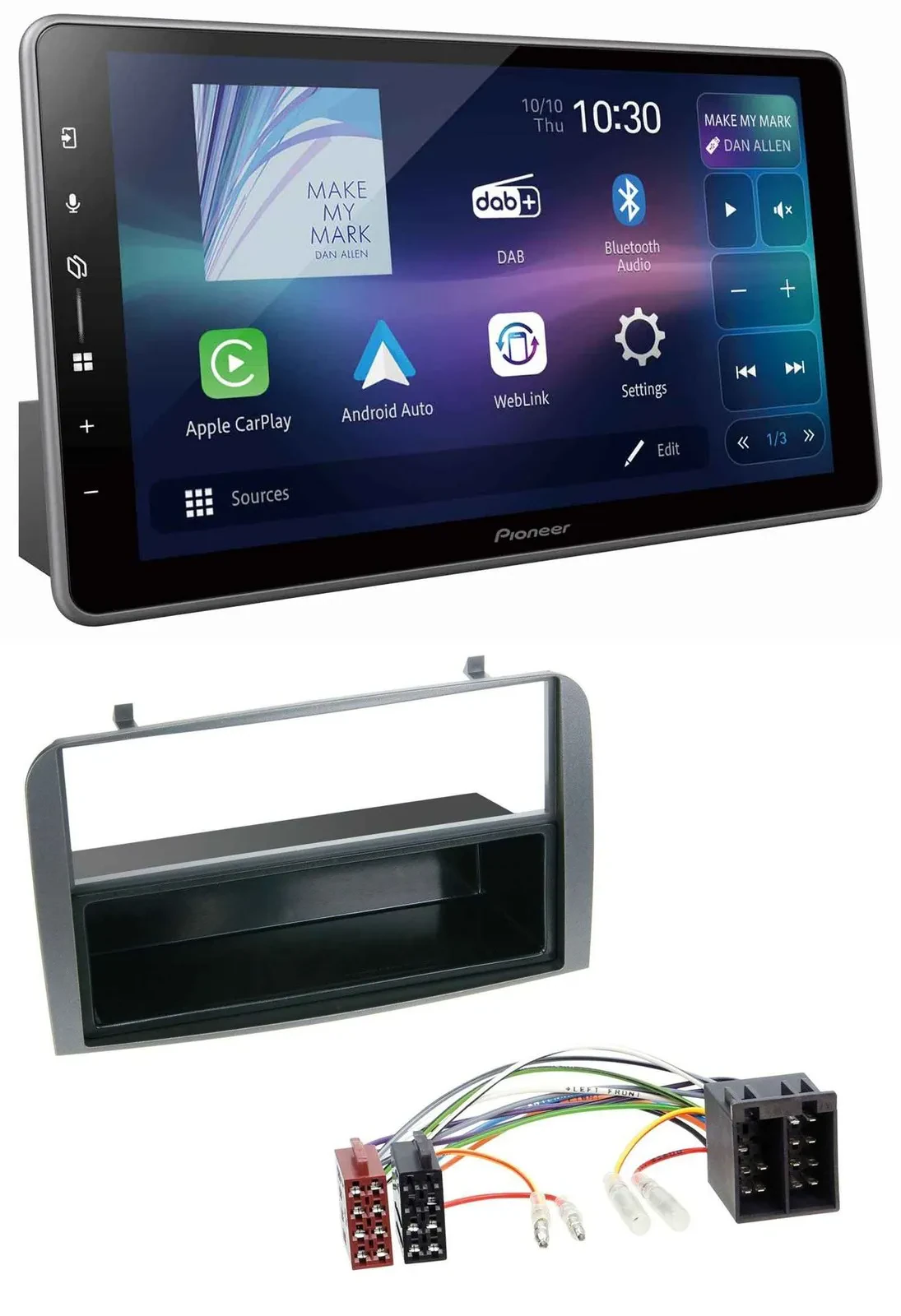 Pioneer Bluetooth USB DAB MP3 Autoradio für Alfa Romeo 147 GT Ablagefach anthraz