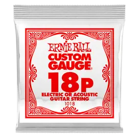 Струна для акустической и электрогитары Ernie Ball P01018 Custom gauge, сталь, калибр 18